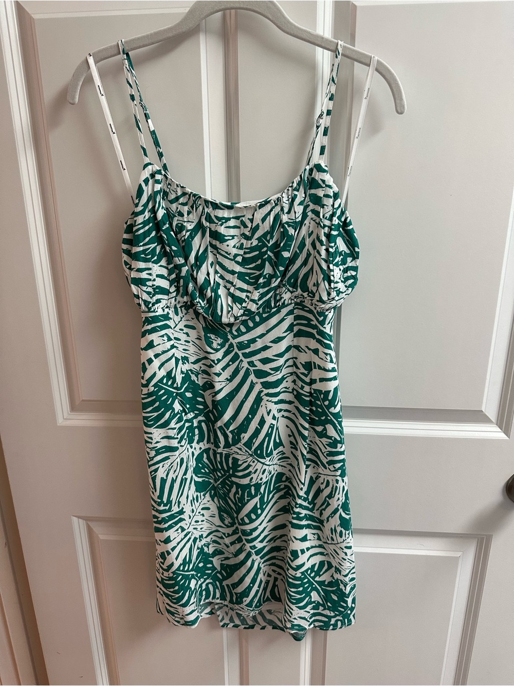 MINKPINK Green & White Tropical Print Slip Dress